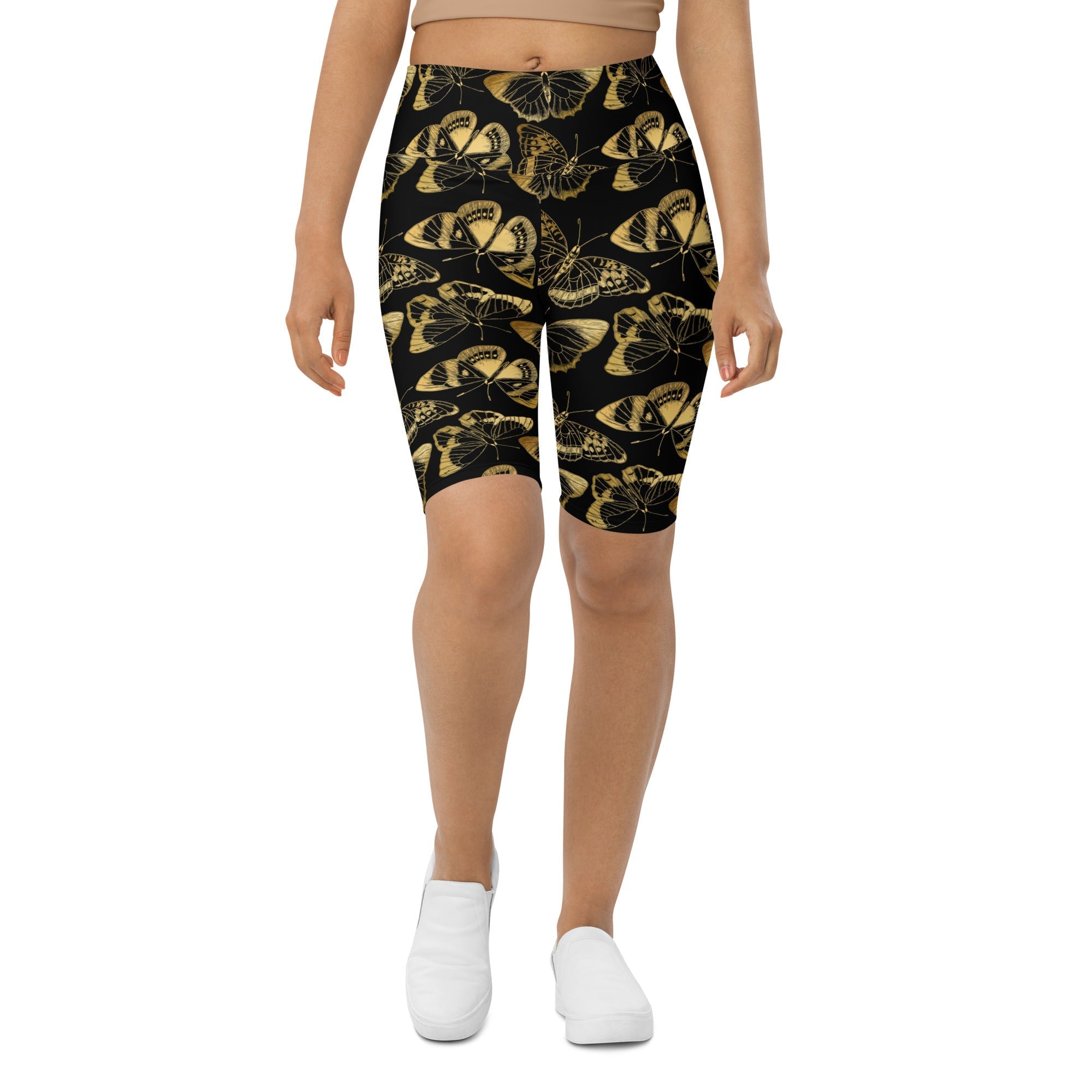 Gold Butterfly Biker Shorts