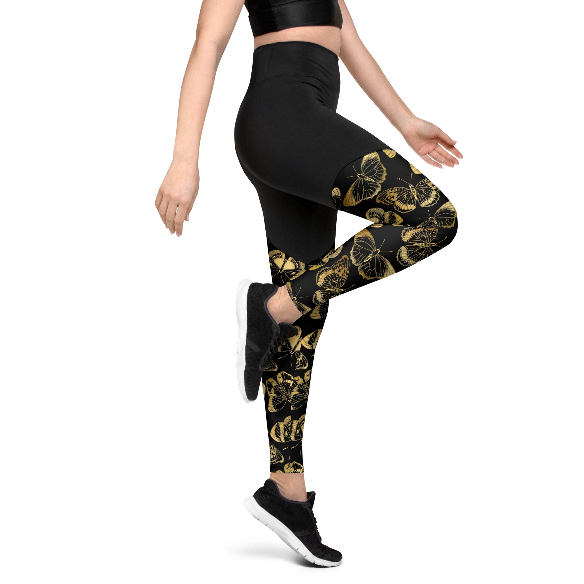 Gold Butterfly Compression Leggings