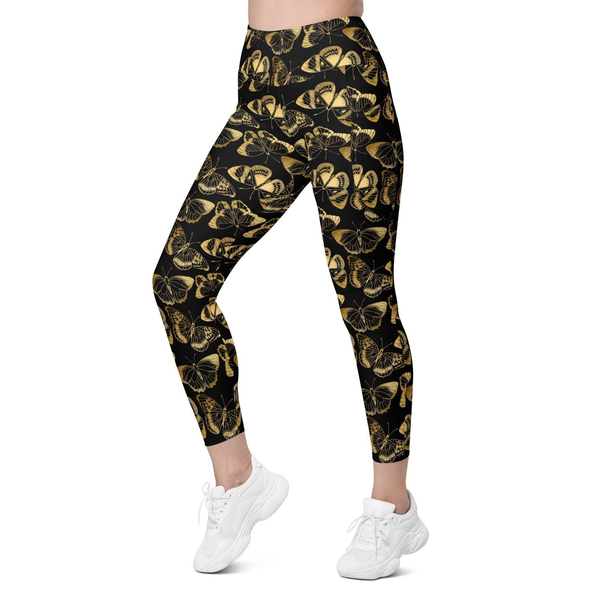 Gold Butterfly Leggings With Pockets