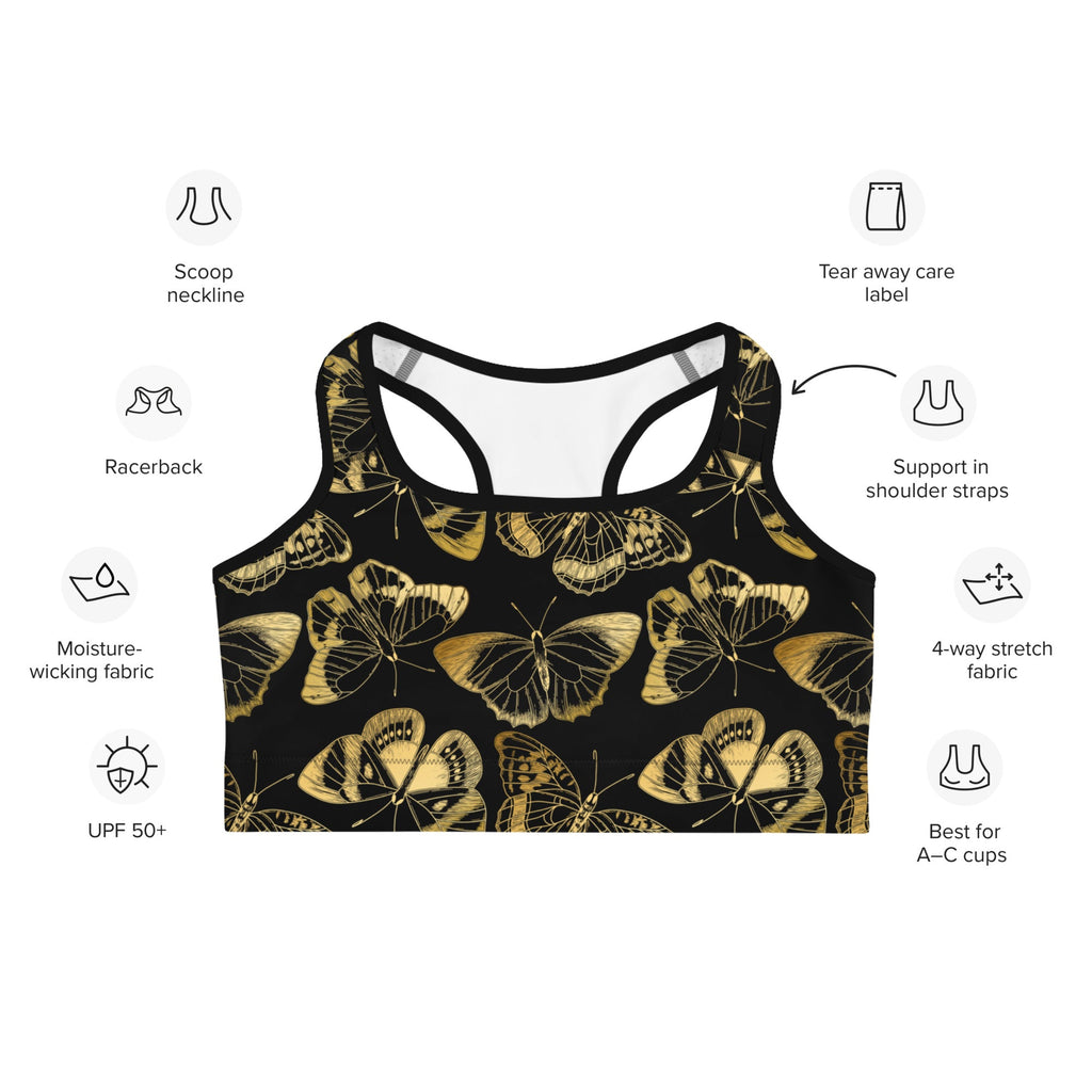 Gold Butterfly Sports Bra