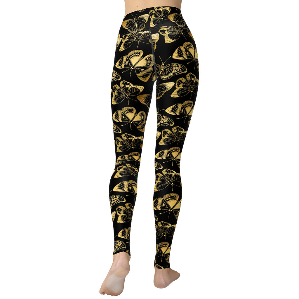 Gold Butterfly Yoga Leggings