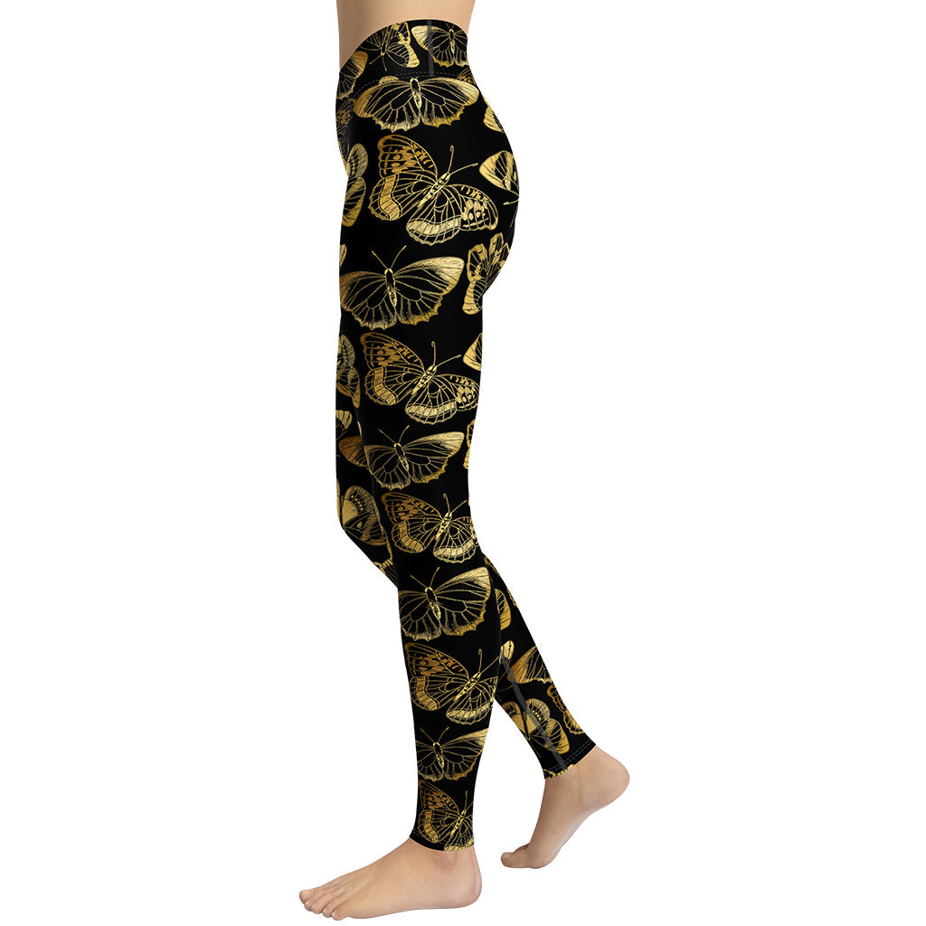 Gold Butterfly Yoga Leggings