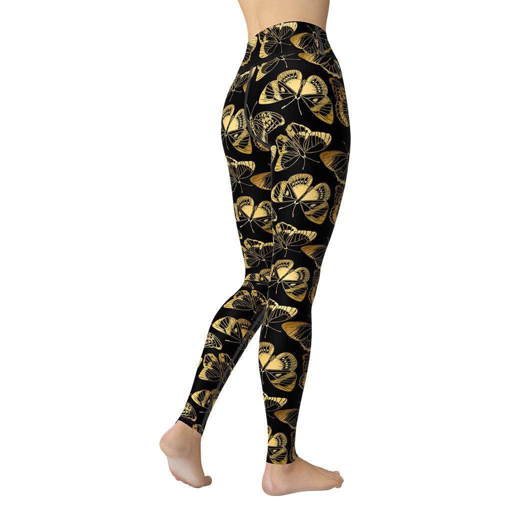 Gold Butterfly Yoga Leggings
