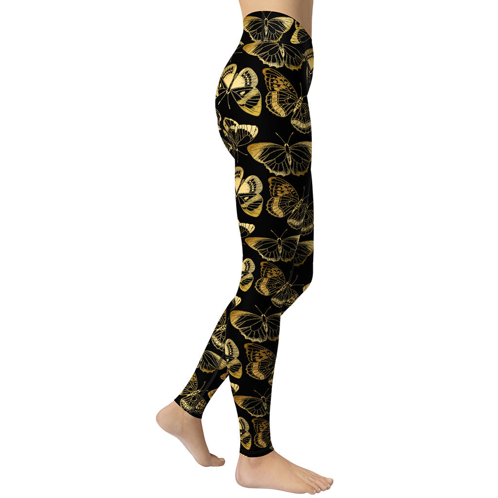 Gold Butterfly Yoga Leggings