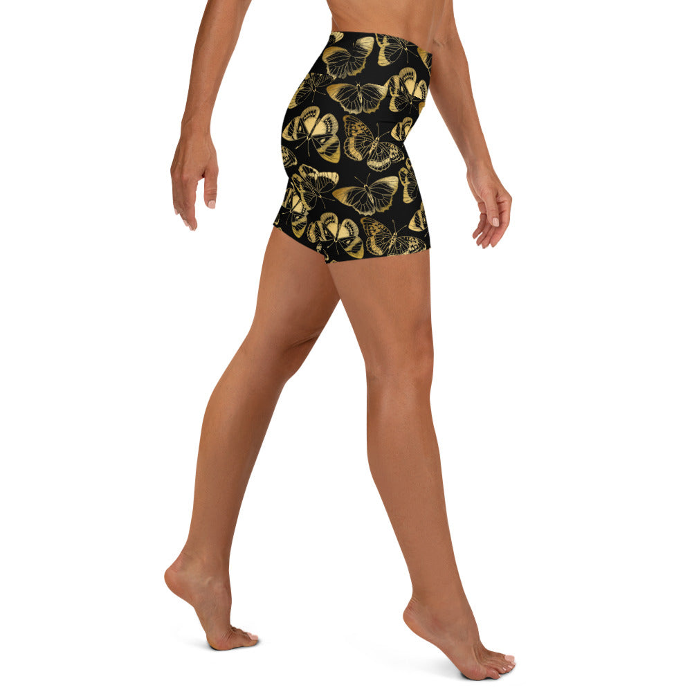 Gold Butterfly Yoga Shorts