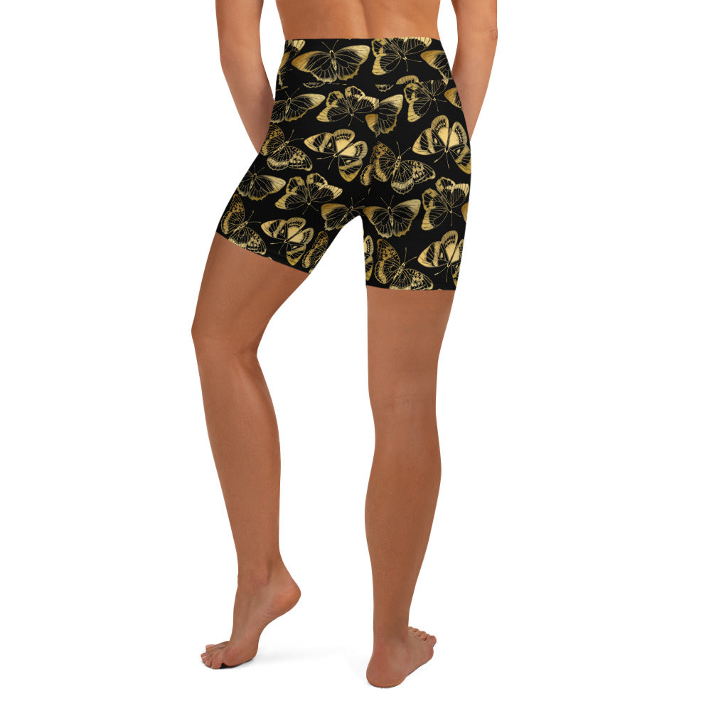 Gold Butterfly Yoga Shorts