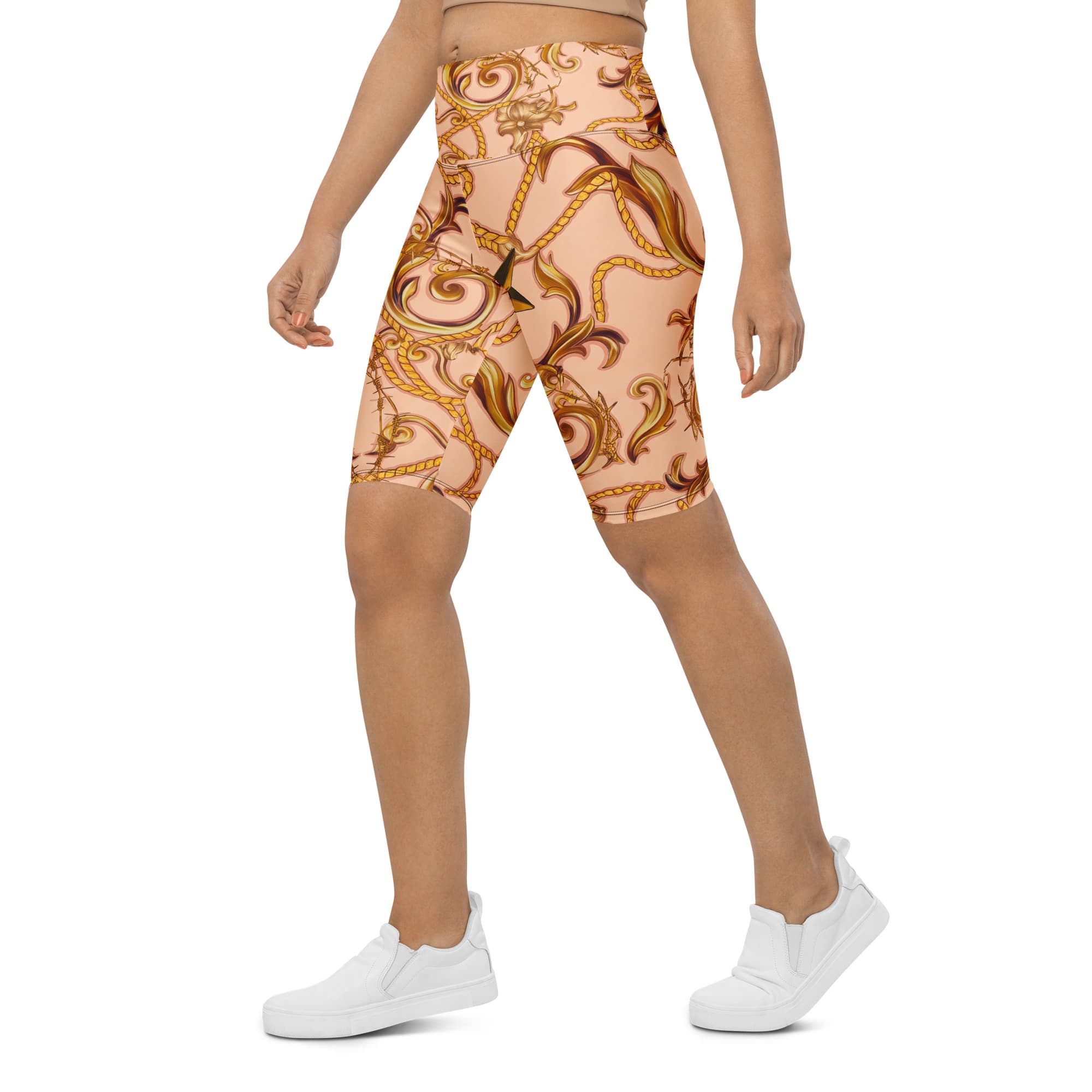 Gold Effect Chain Biker Shorts