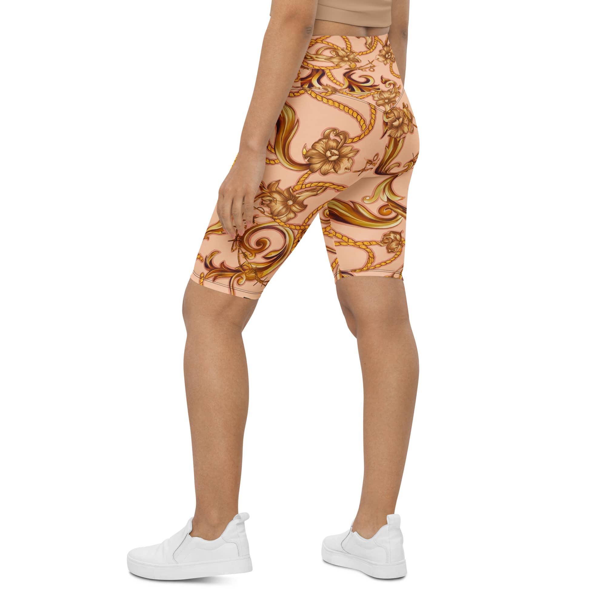Gold Effect Chain Biker Shorts
