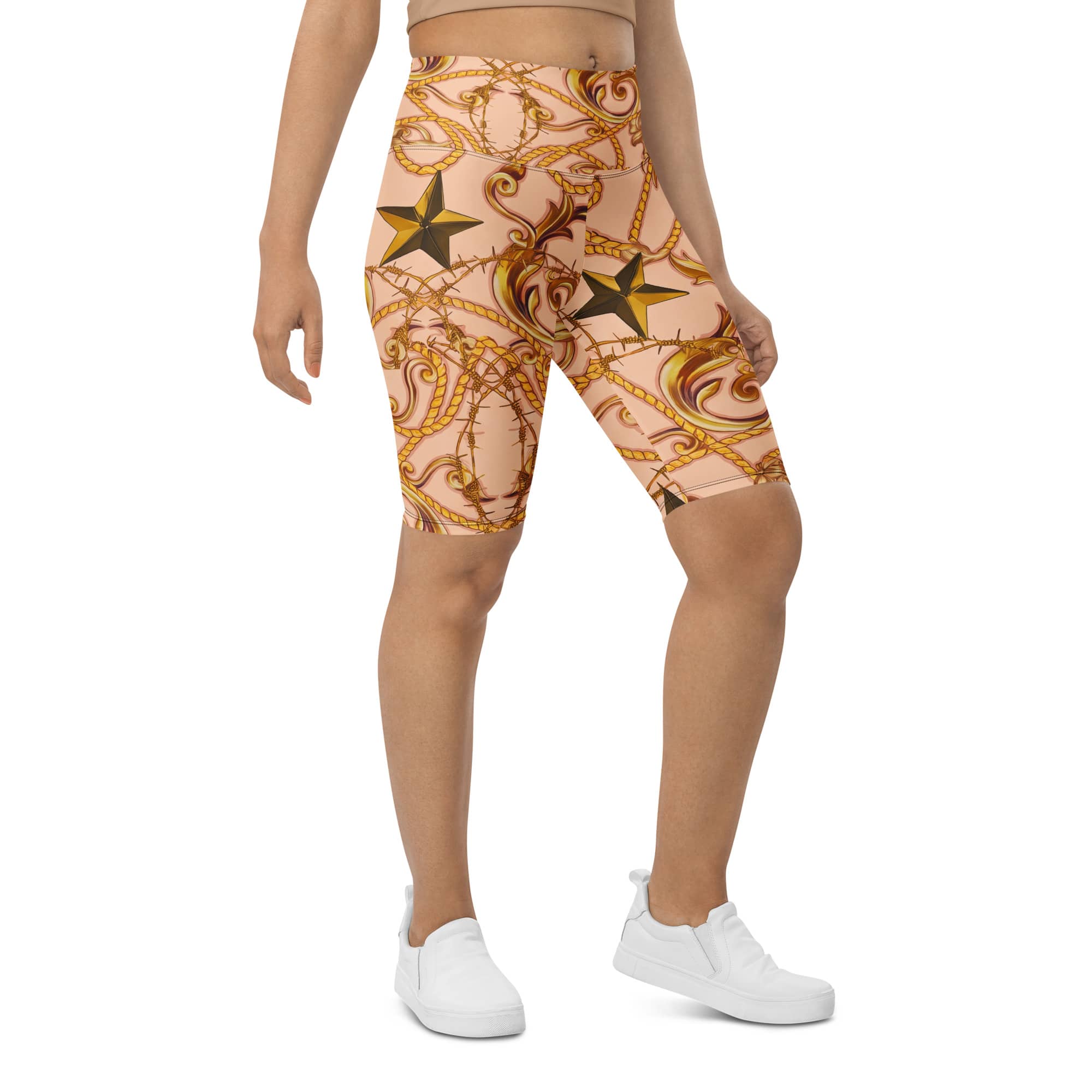 Gold Effect Chain Biker Shorts