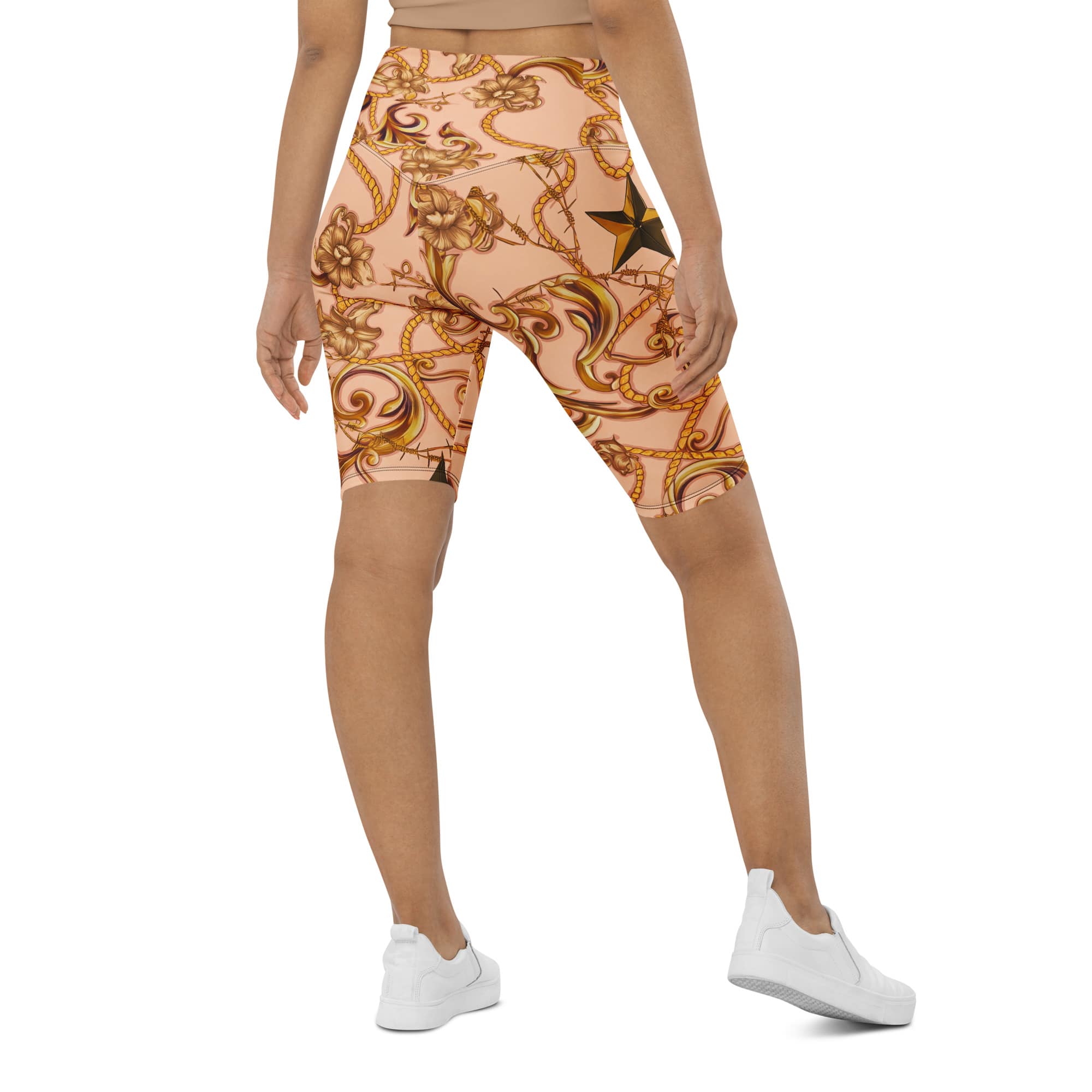 Gold Effect Chain Biker Shorts