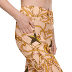 Gold Effect Chain Crossover Leggings With Pockets
