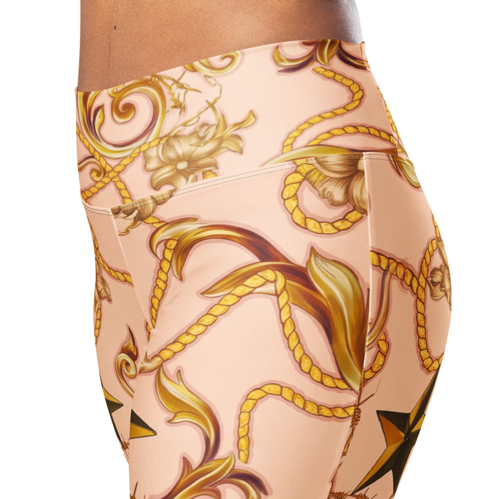 Gold Effect Chain Flare Leggings