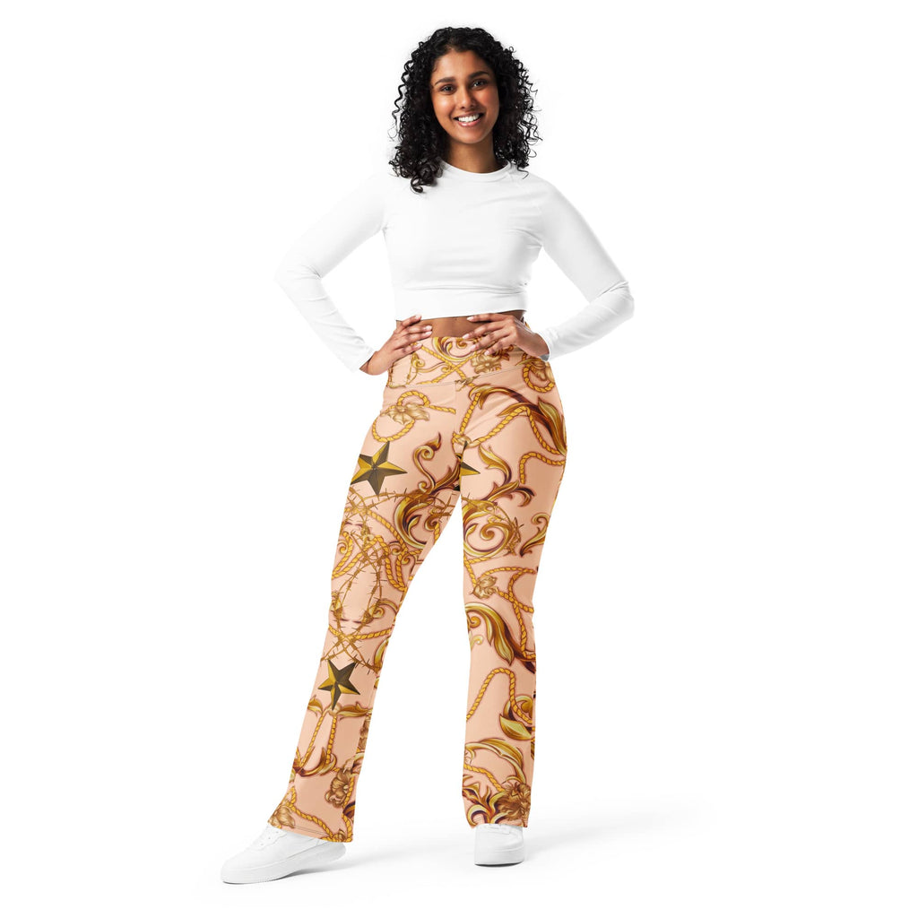 Gold Effect Chain Flare Leggings