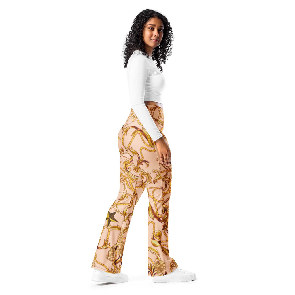 Gold Effect Chain Flare Leggings