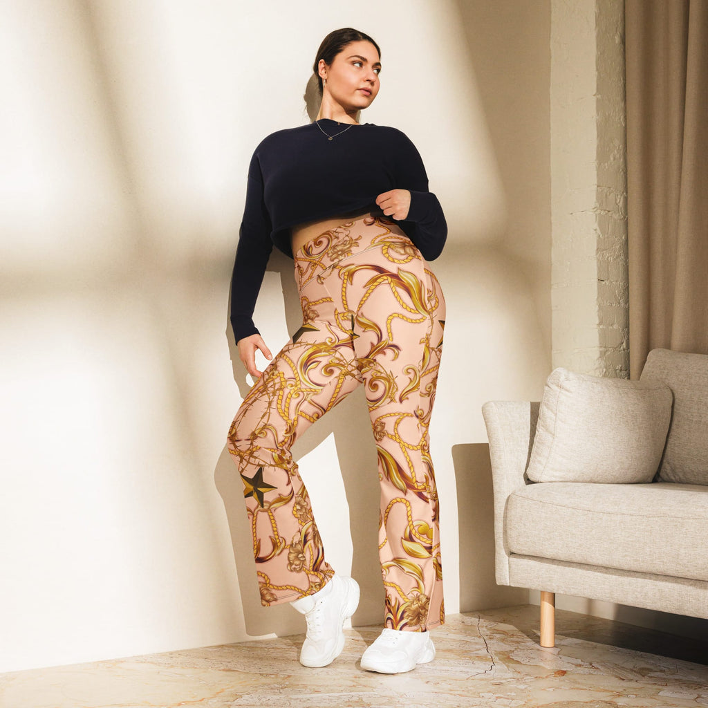 Gold Effect Chain Flare Leggings
