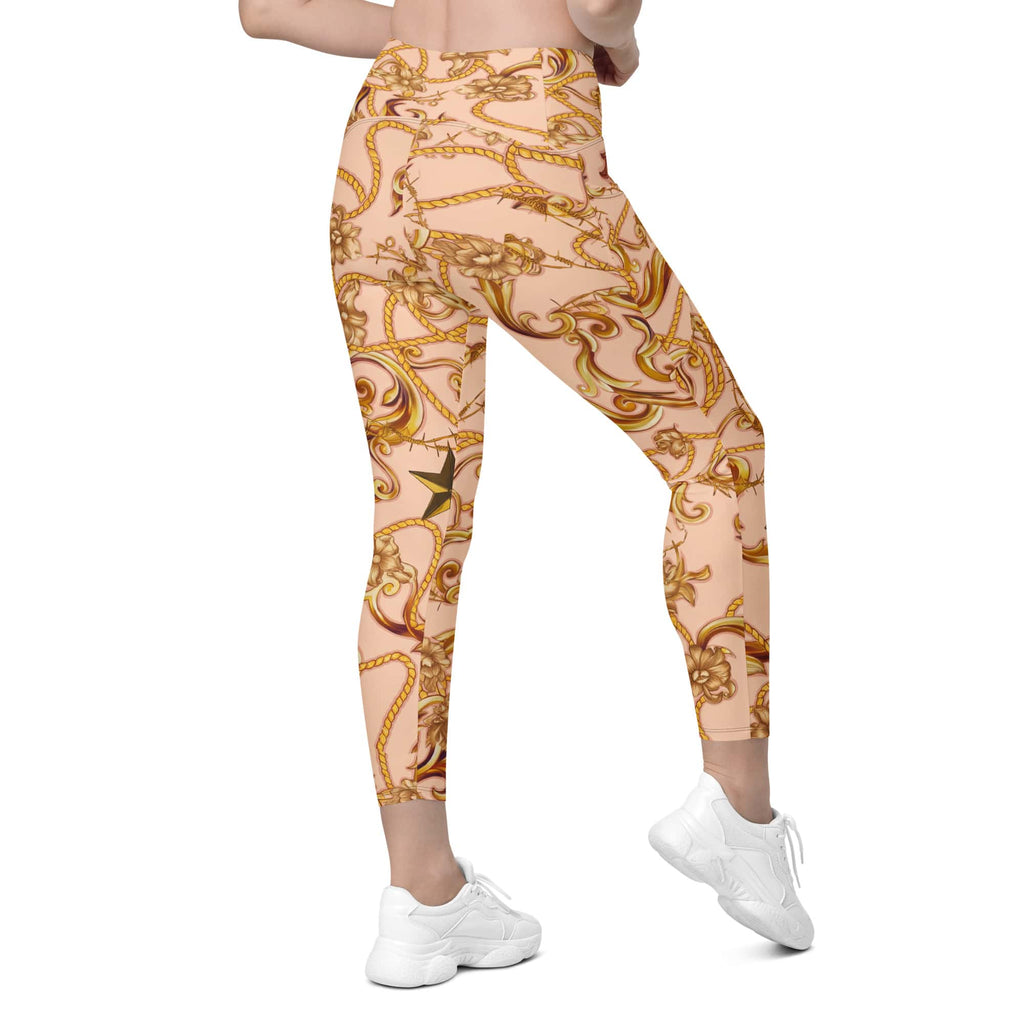 Gold Effect Chain Leggings With Pockets