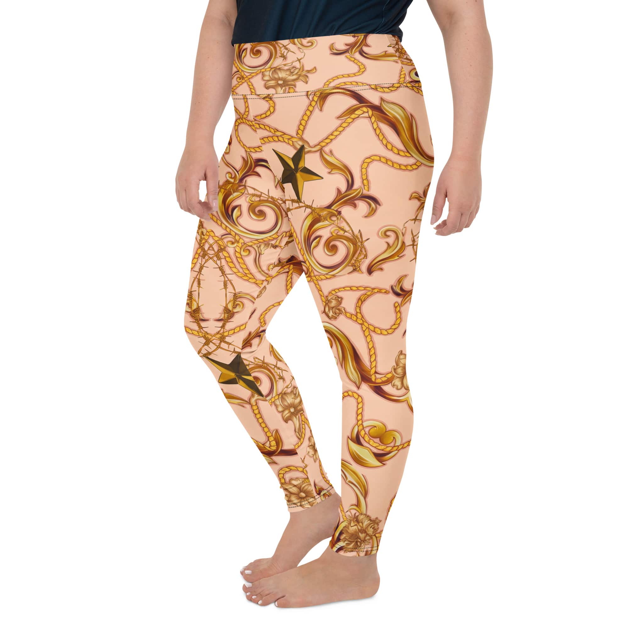 Gold Effect Chain Plus Size Leggings