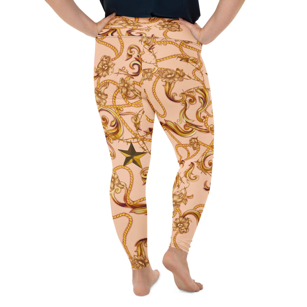 Gold Effect Chain Plus Size Leggings