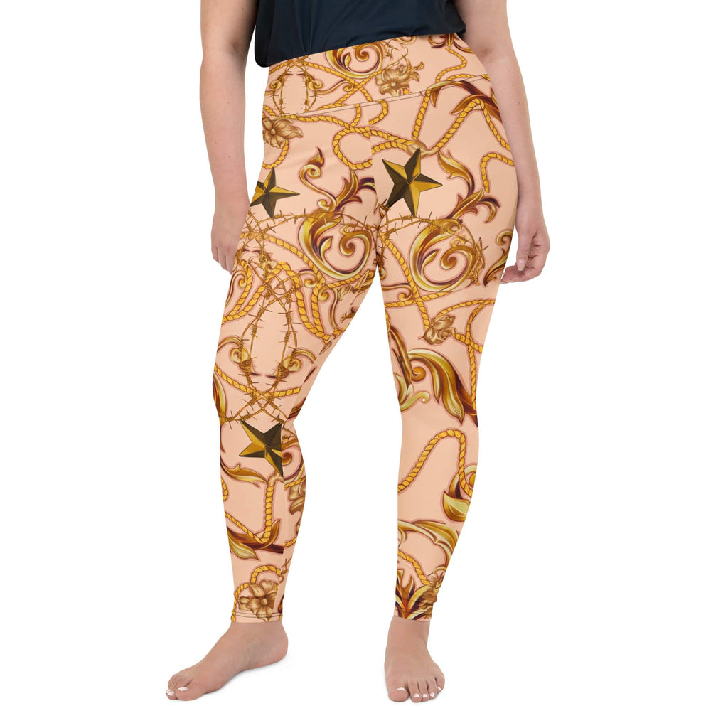 Gold Effect Chain Plus Size Leggings