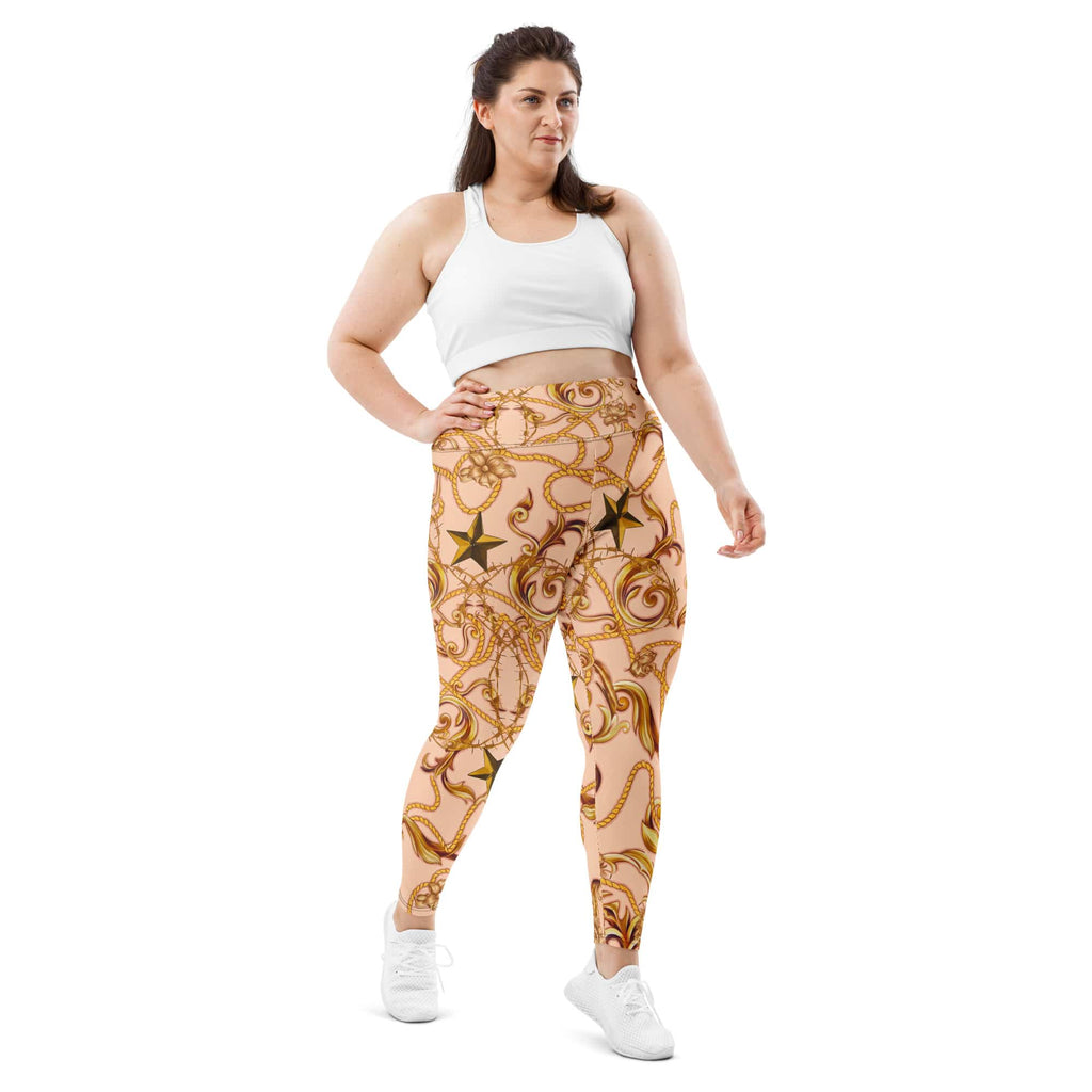 Gold Effect Chain Plus Size Leggings