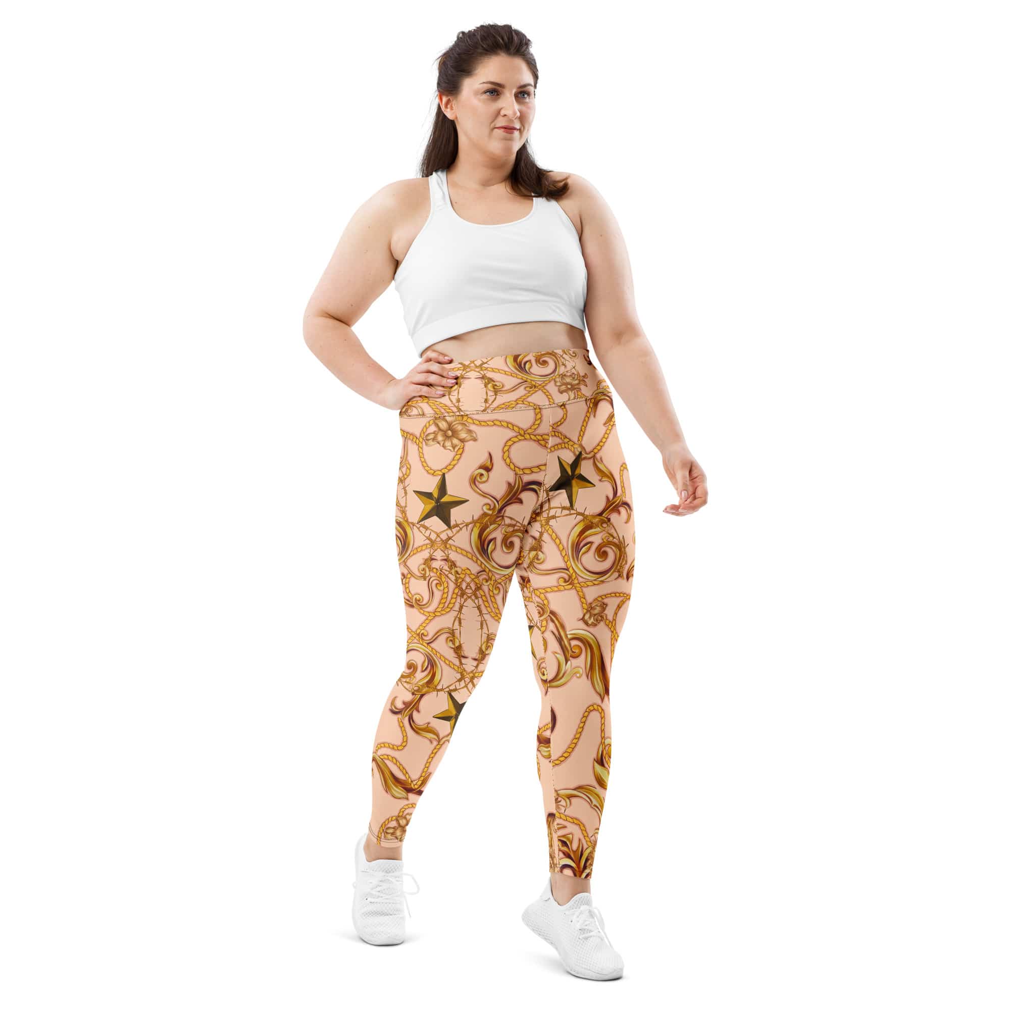 Gold Effect Chain Plus Size Leggings
