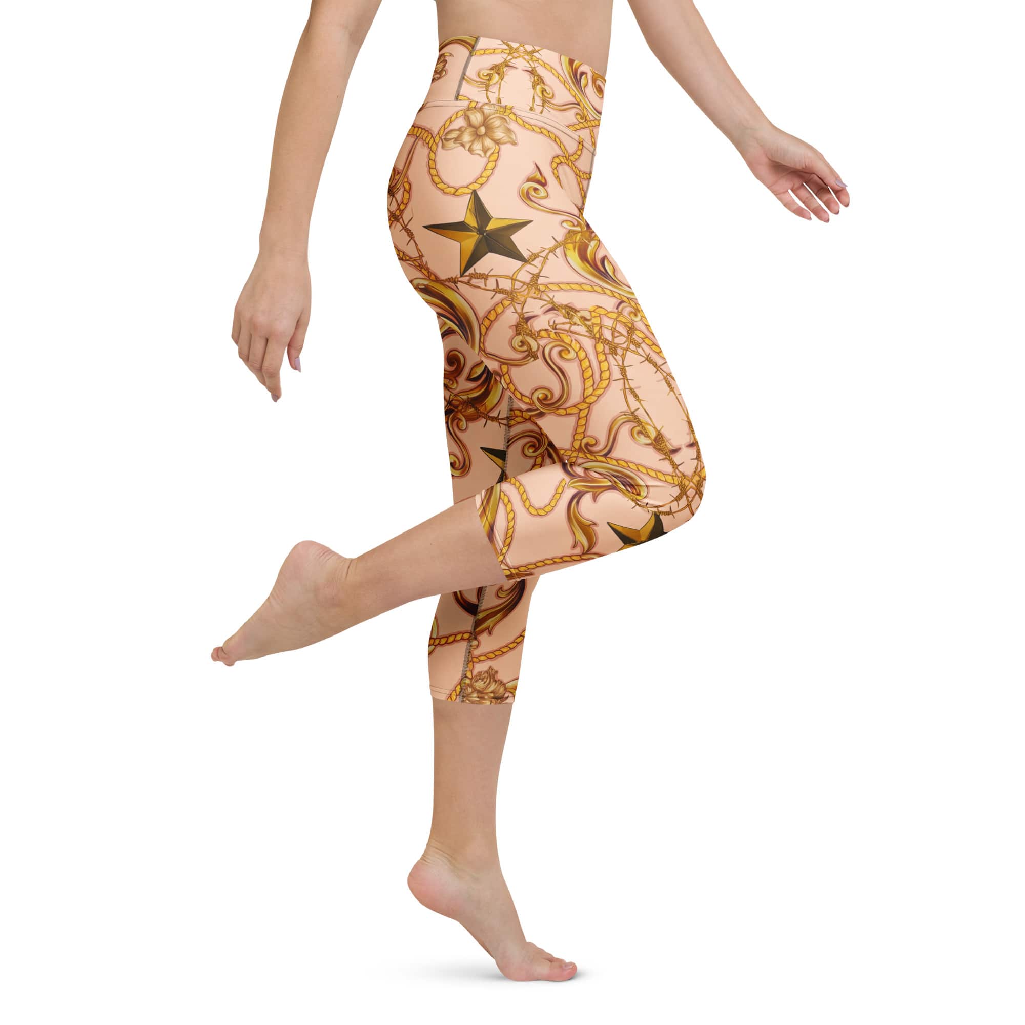 Gold Effect Chain Yoga Capris