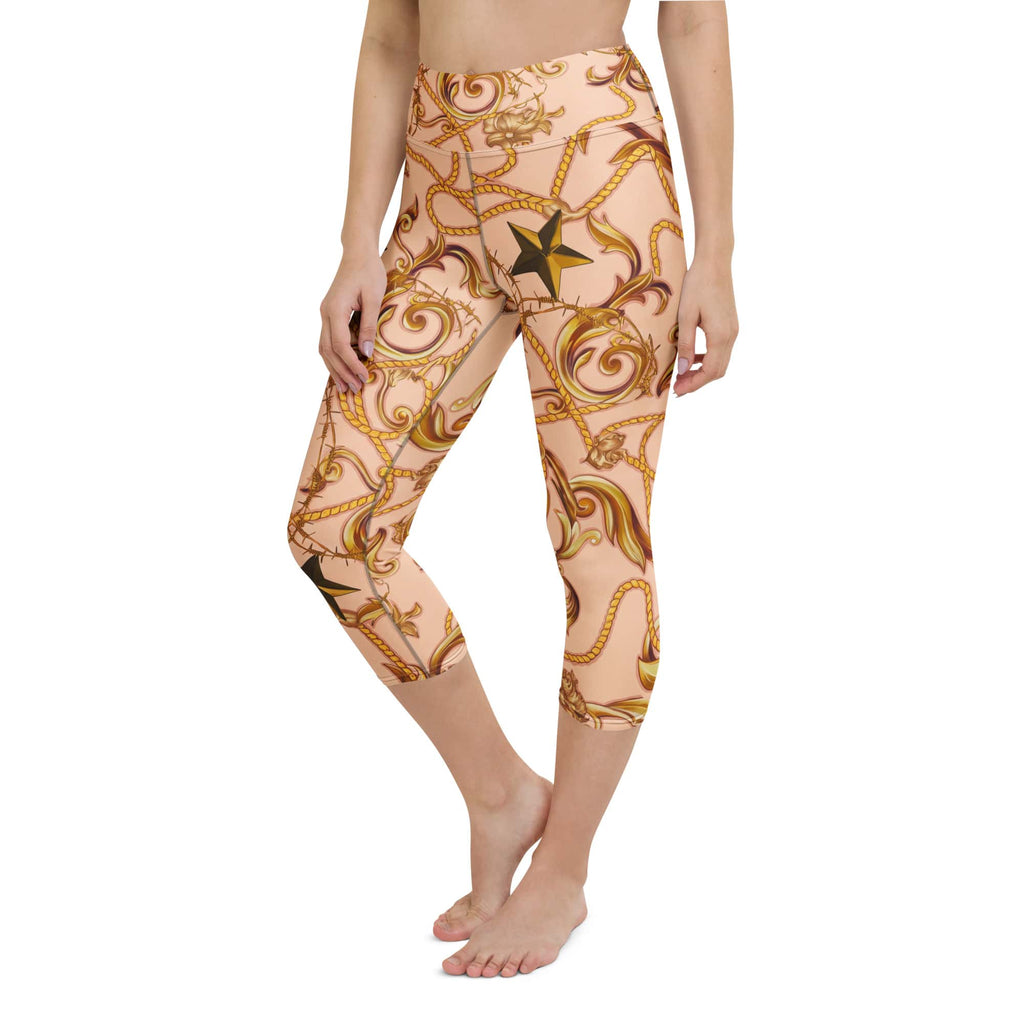 Gold Effect Chain Yoga Capris