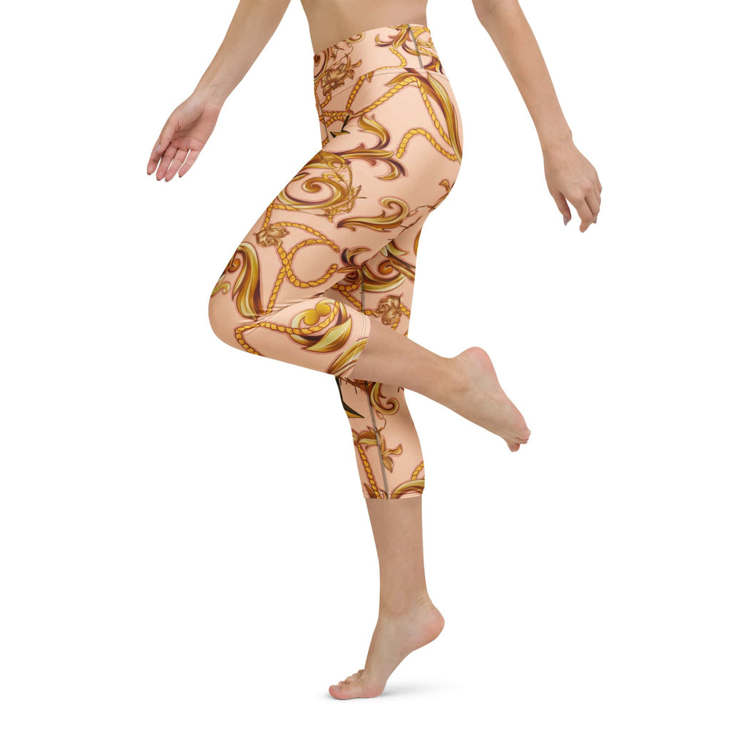 Gold Effect Chain Yoga Capris
