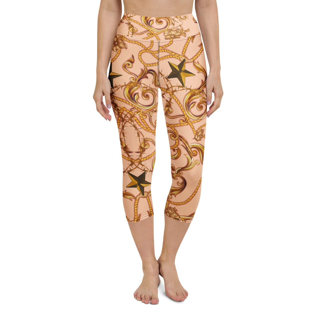 Gold Effect Chain Yoga Capris