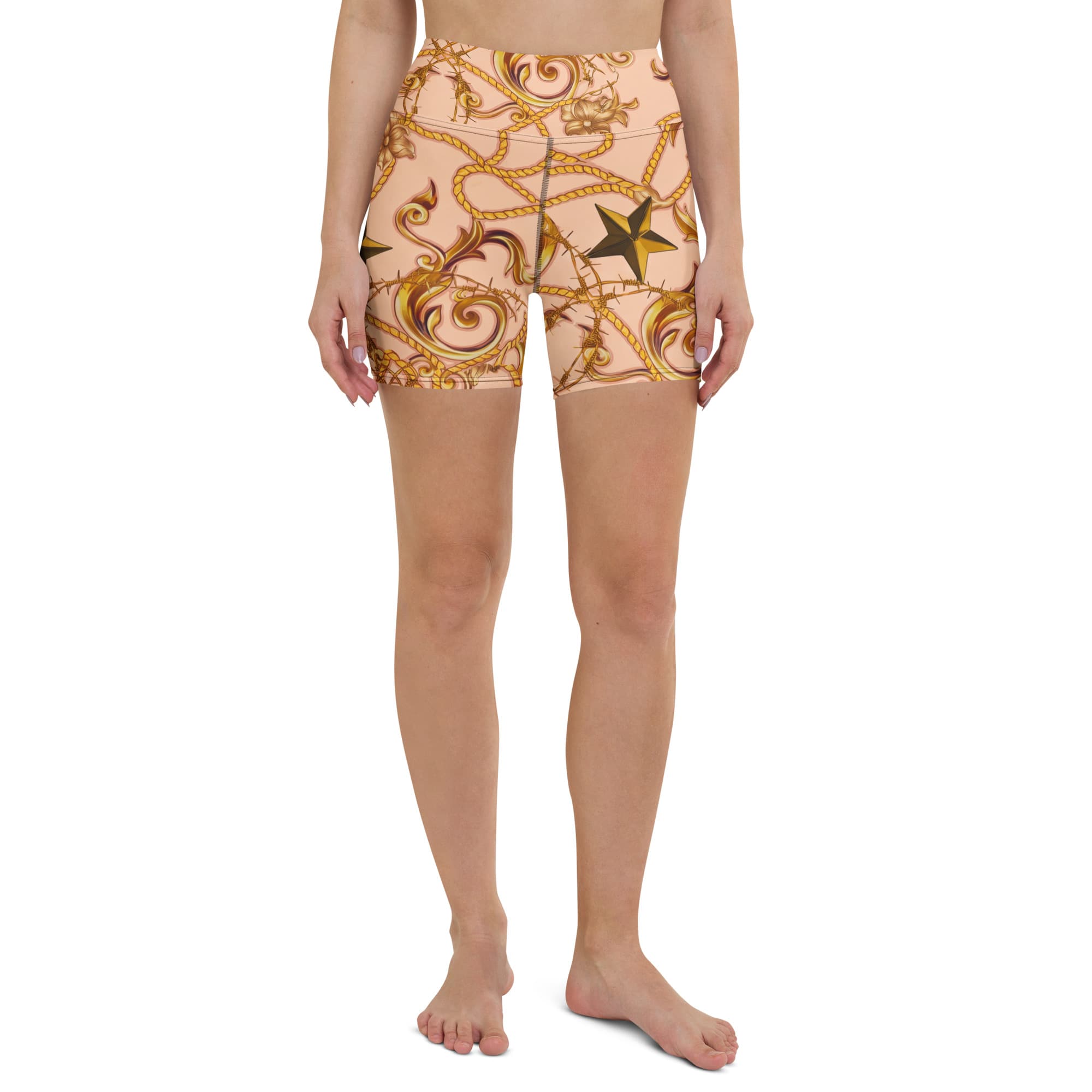 Gold Effect Chain Yoga Shorts