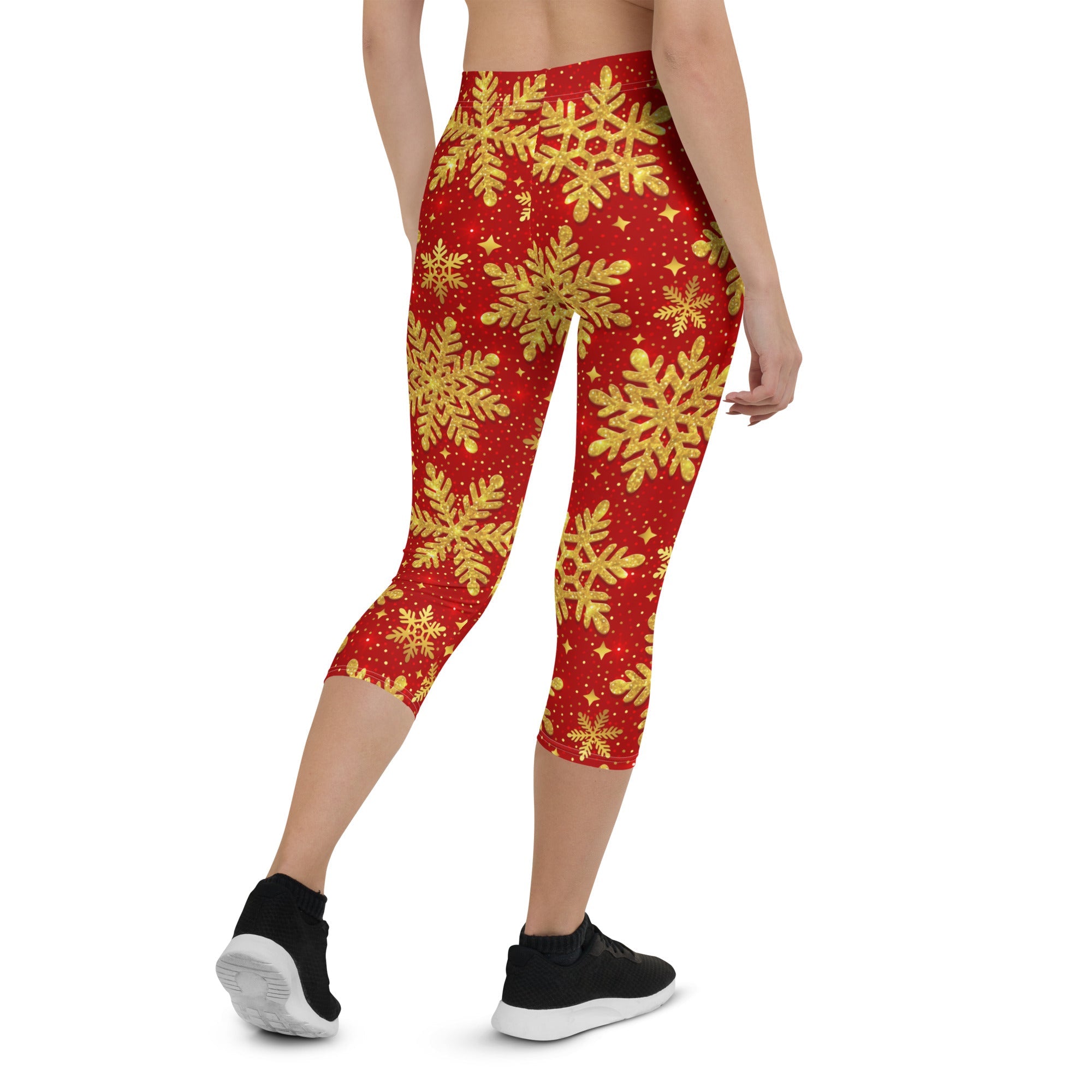 Gold Snowflake Print Capris