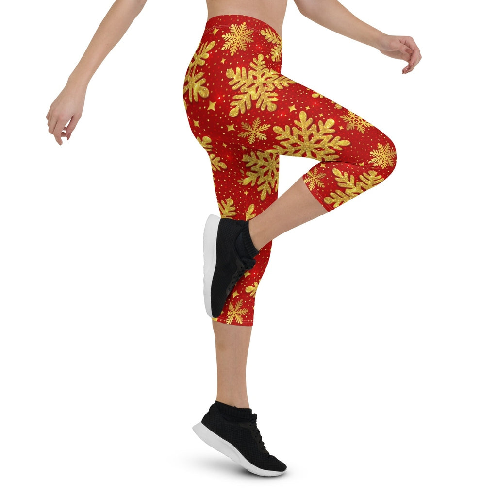 Gold Snowflake Print Capris