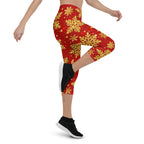 Gold Snowflake Print Capris