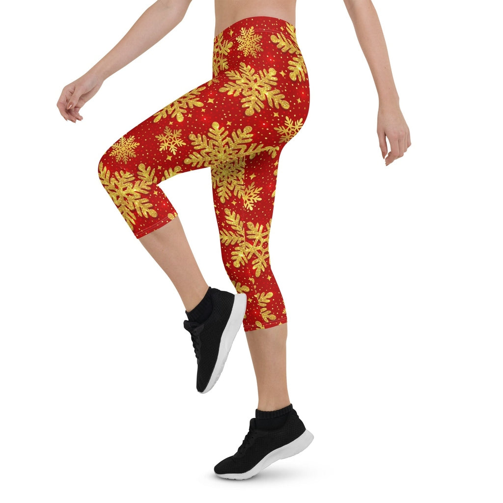 Gold Snowflake Print Capris