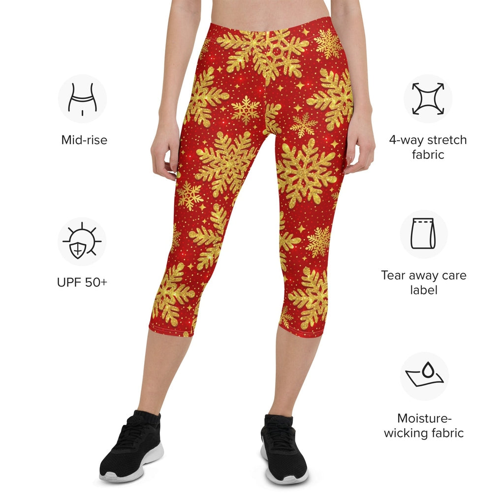 Gold Snowflake Print Capris