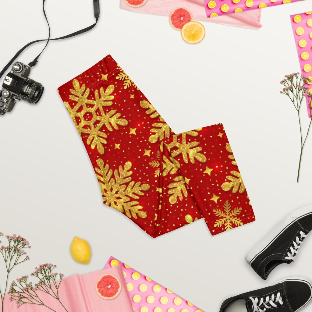 Gold Snowflake Print Capris