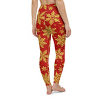 Gold Snowflake Print Yoga Leggings