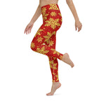 Gold Snowflake Print Yoga Leggings
