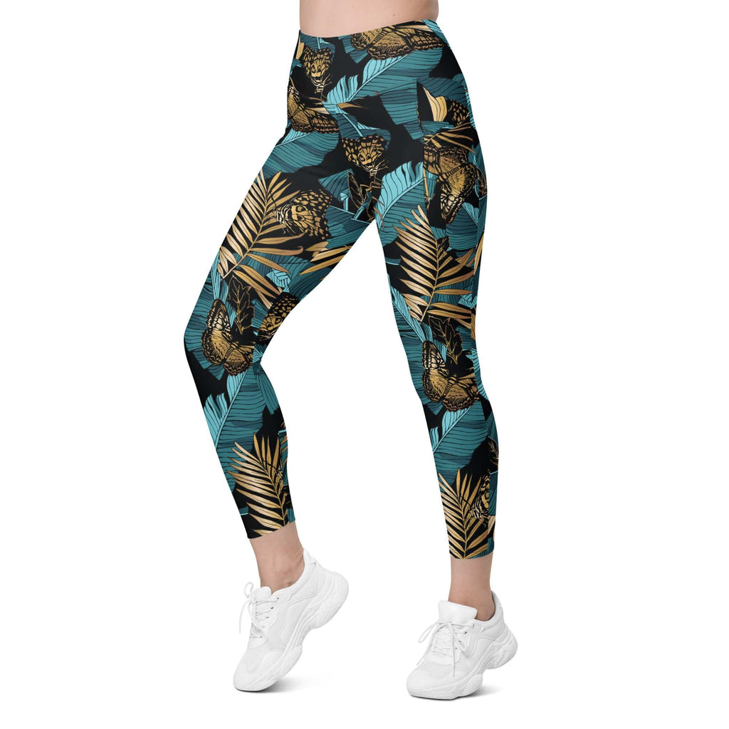 Golden Butterflies Leggings With Pockets