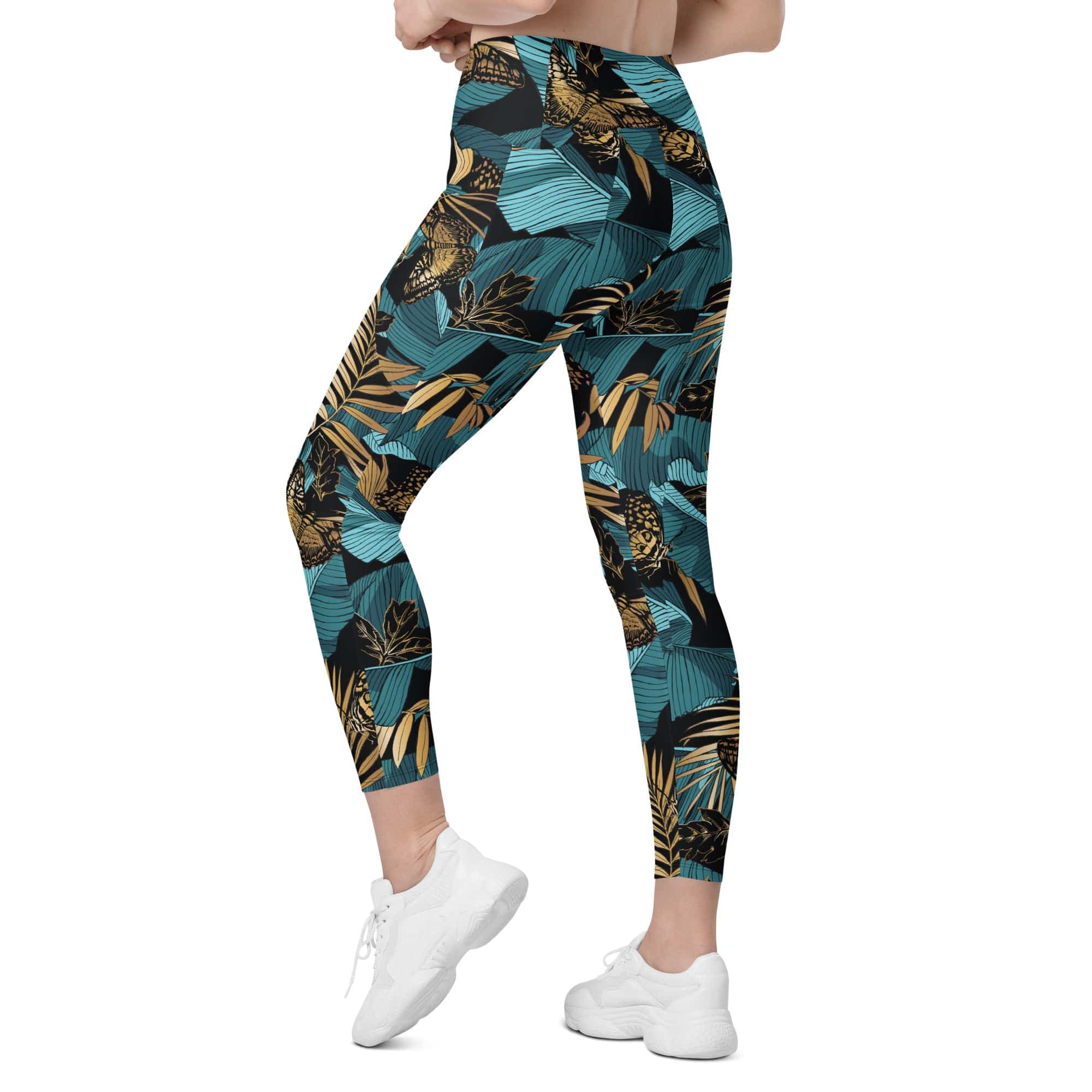 Golden Butterflies Leggings With Pockets