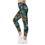 Golden Butterflies Leggings With Pockets