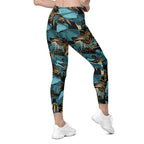 Golden Butterflies Leggings With Pockets