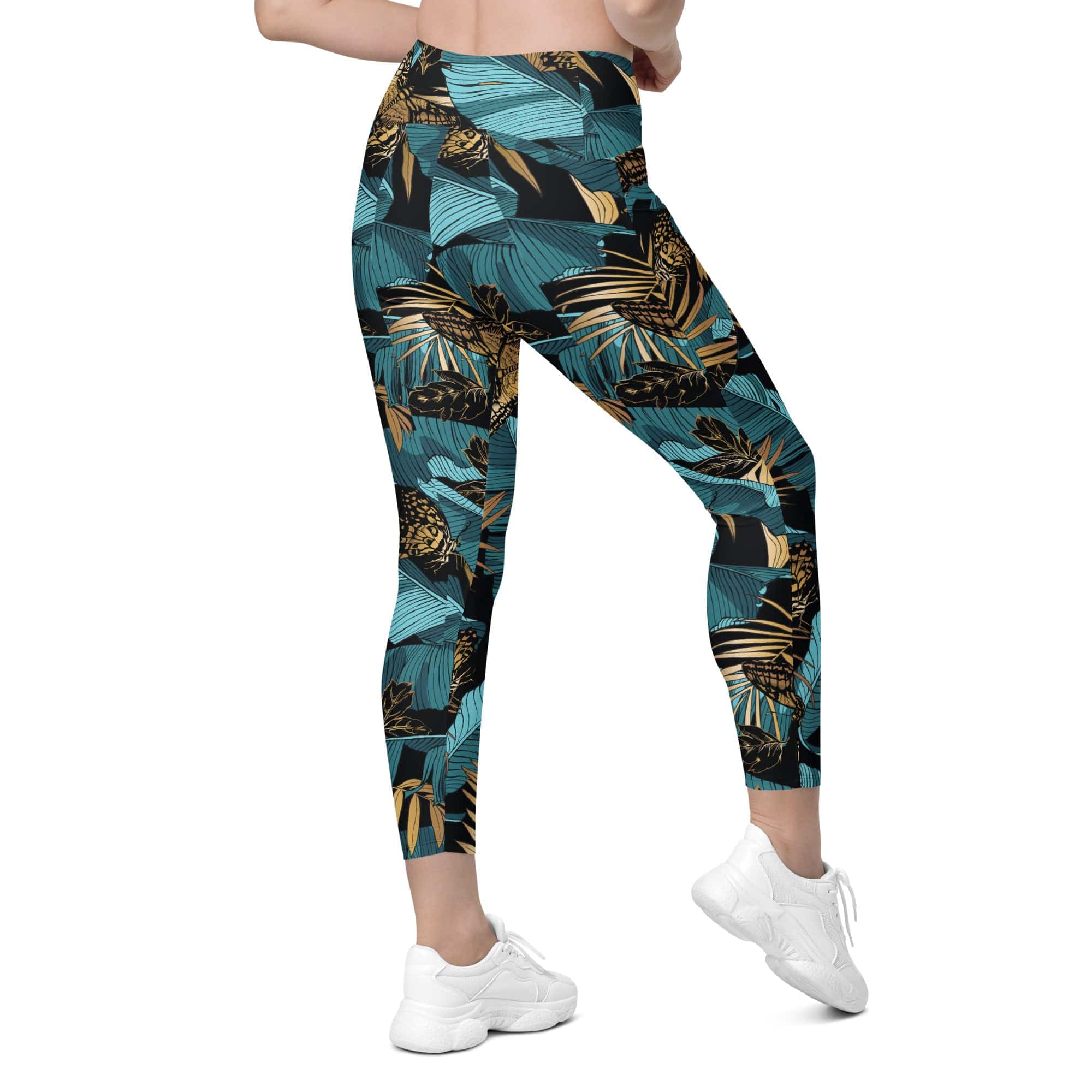 Golden Butterflies Leggings With Pockets