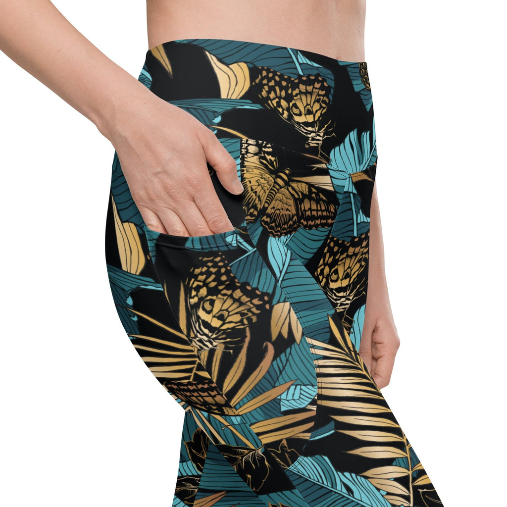 Golden Butterflies Leggings With Pockets