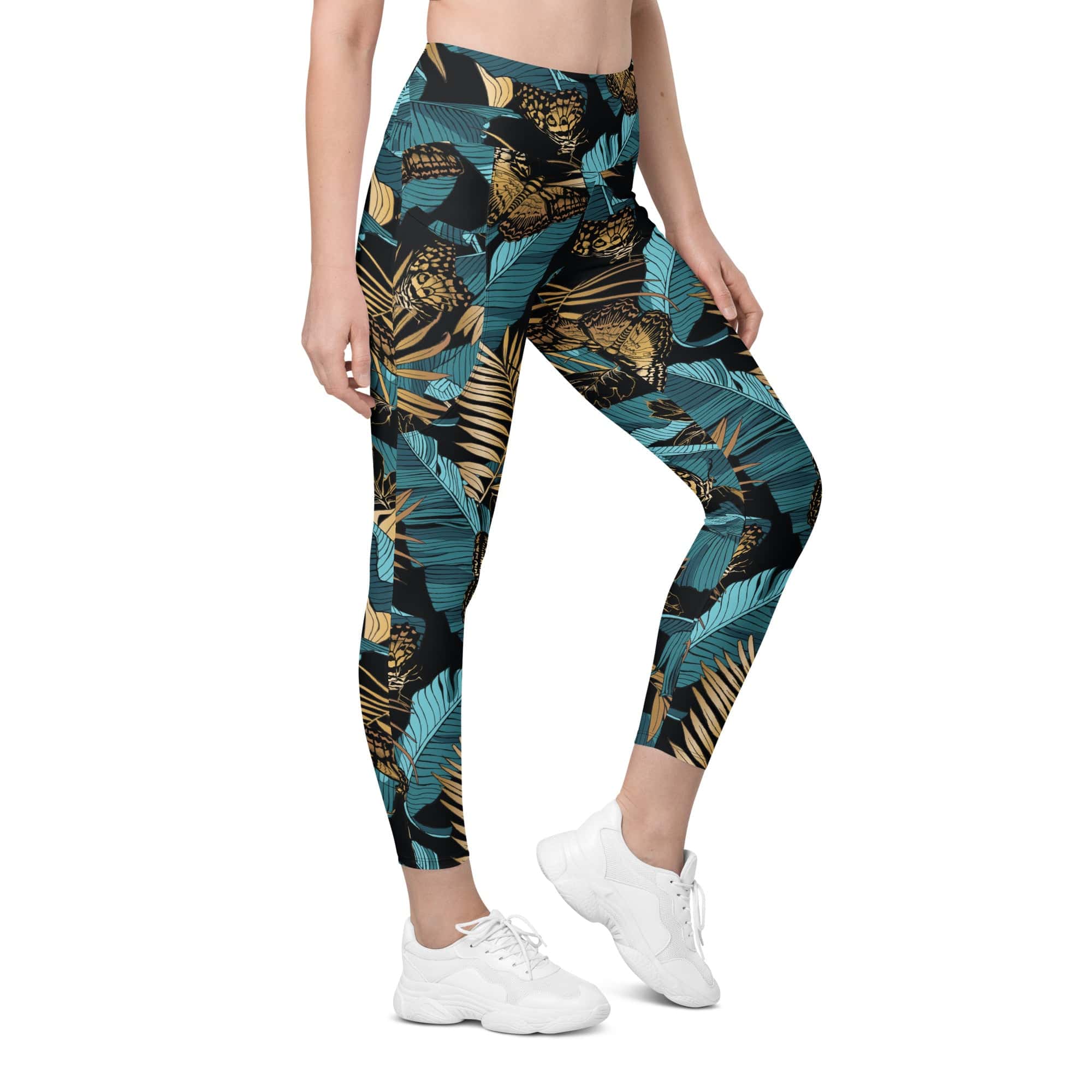 Golden Butterflies Leggings With Pockets
