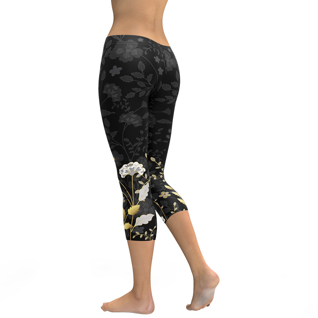 Golden Floral Capris