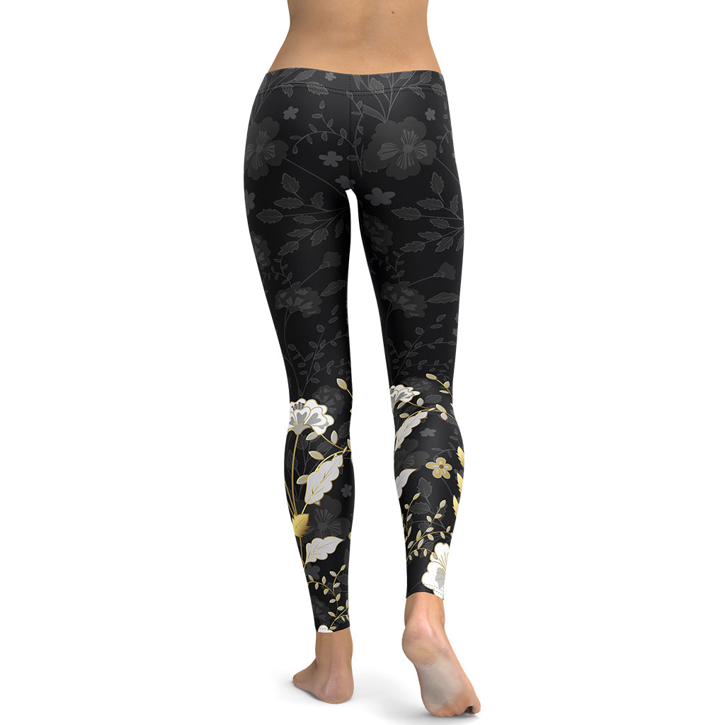 Golden Floral Leggings