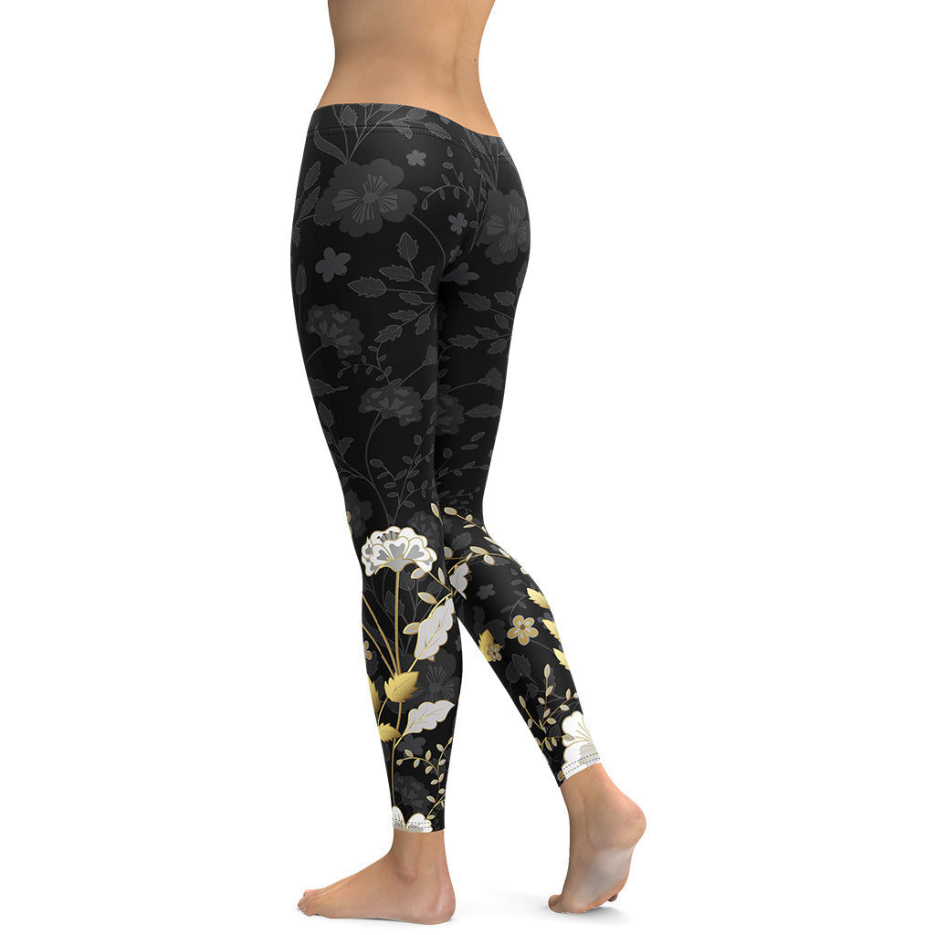Golden Floral Leggings