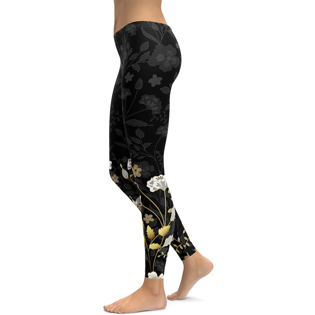 Golden Floral Leggings