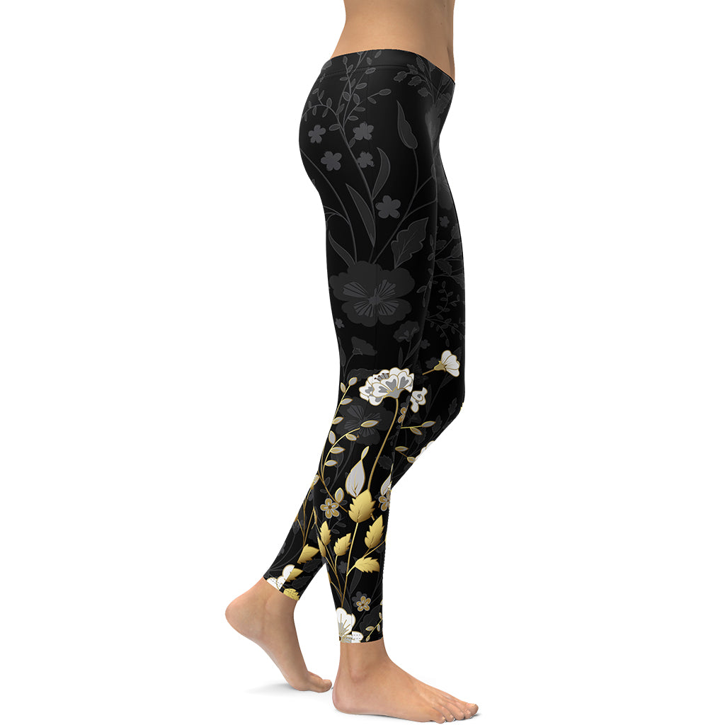 Golden Floral Leggings